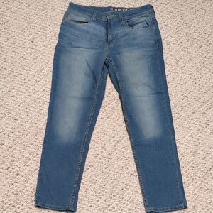 Blue Straight Leg Jeans with Medium Wash